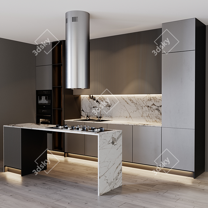 Title: Modern Kitchen Set 3D model image 2