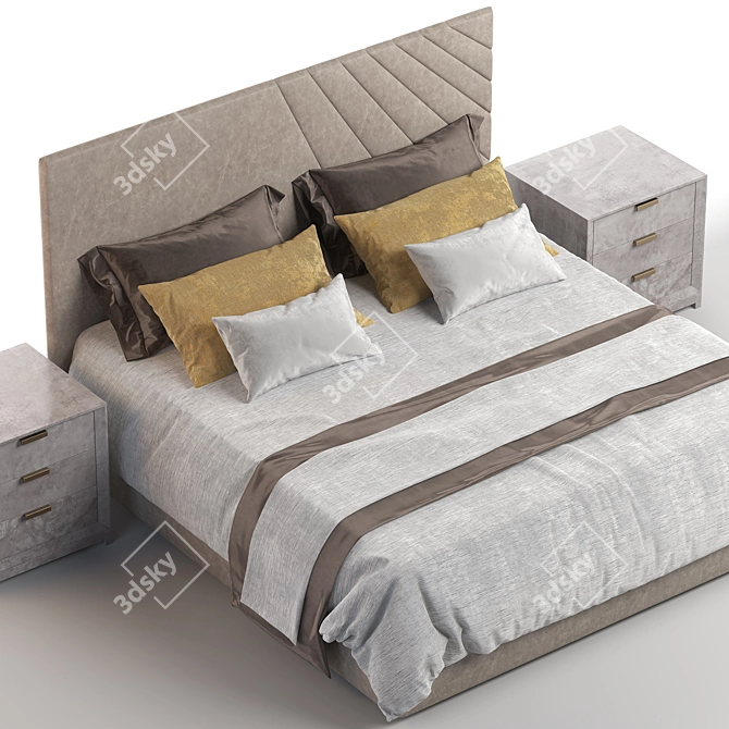 Luxury Double Bed with UV Unwrap 3D model image 3