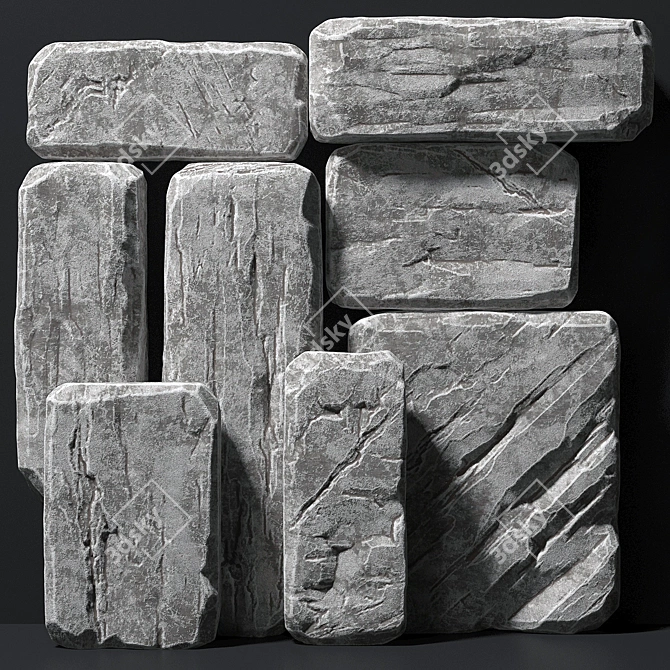 Title: Large Slab Stone Rock 3D model image 2