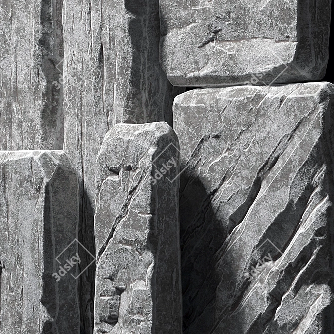 Title: Large Slab Stone Rock 3D model image 3