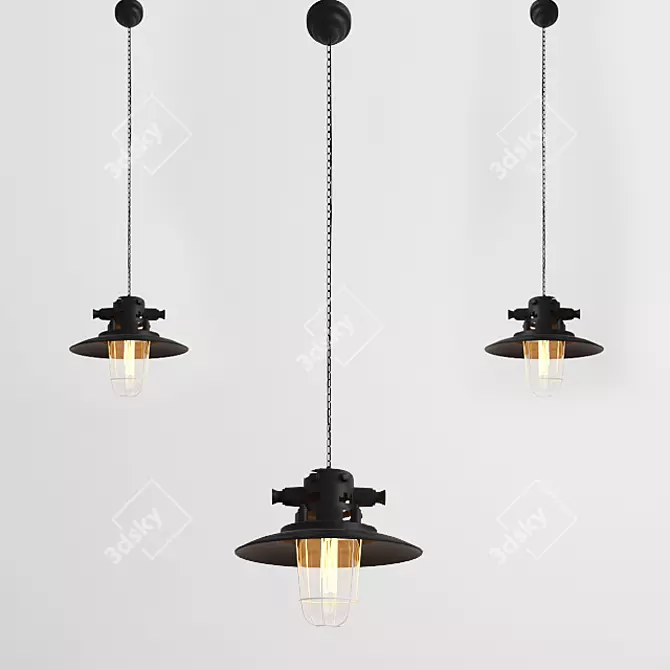 3-Light Ceiling Fixture 3D model image 2