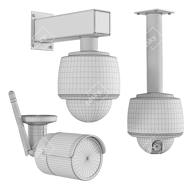 SecureEye Surveillance Camera Set 3D model image 3