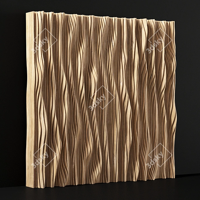 Parametric Wave Wood Panel 3D model image 1