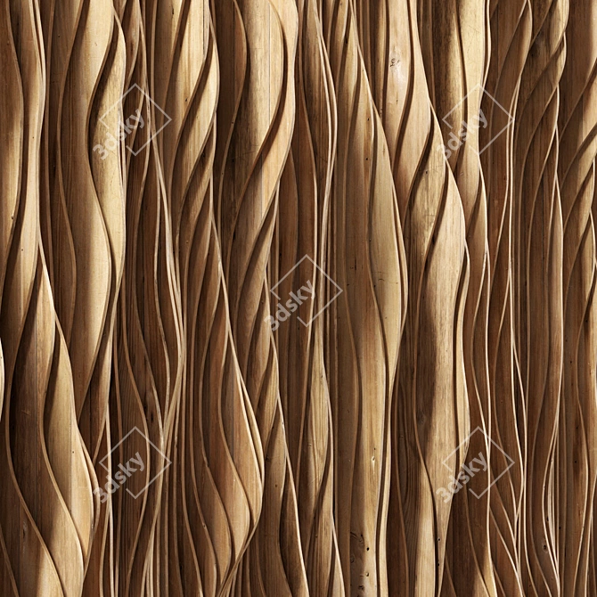 Parametric Wave Wood Panel 3D model image 2