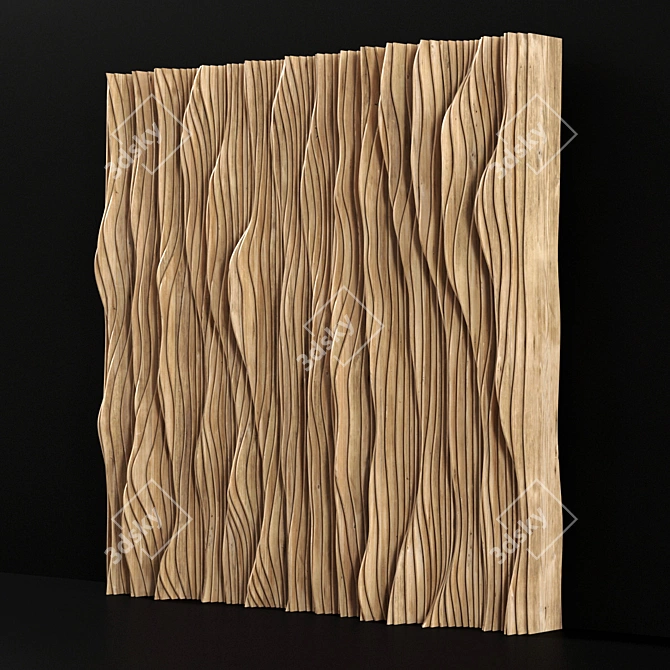 Parametric Wave Wood Panel 3D model image 4