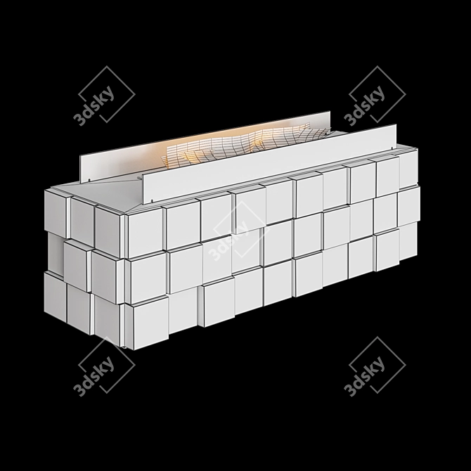 Modern Tetris Floor Biofireplace - Stylish 3D Panels 3D model image 3