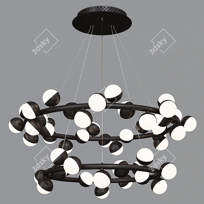 2-Tier Pendant Lights: Height 1200mm, Diameter 800mm 3D model image 1