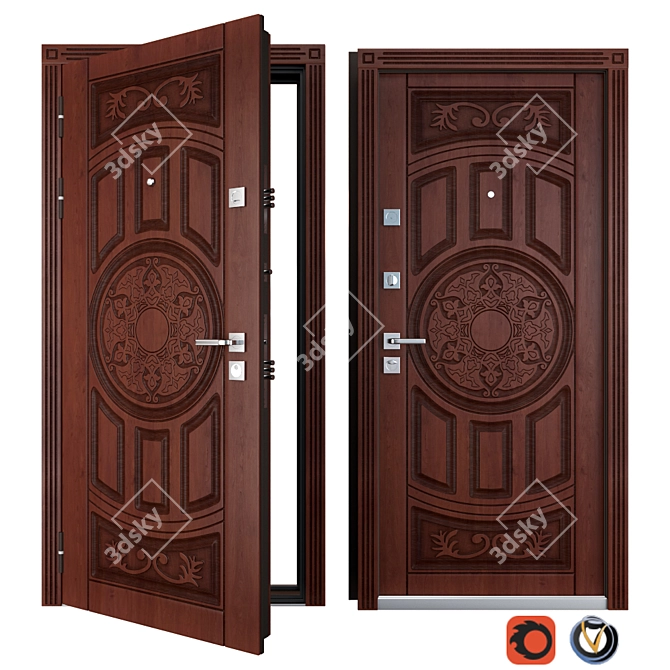 Sturdy Entrance Metal Door Baku 3D model image 1