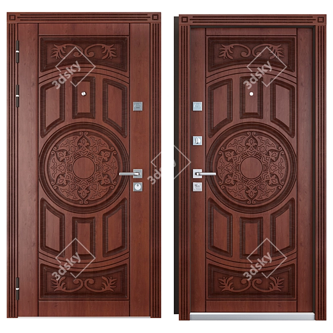 Sturdy Entrance Metal Door Baku 3D model image 3