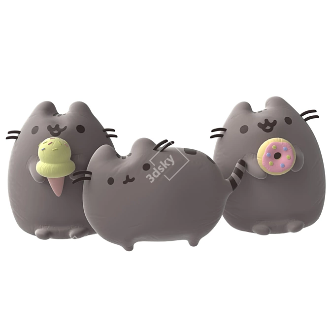 Adorable Cat Pillows - Set of 3 3D model image 2