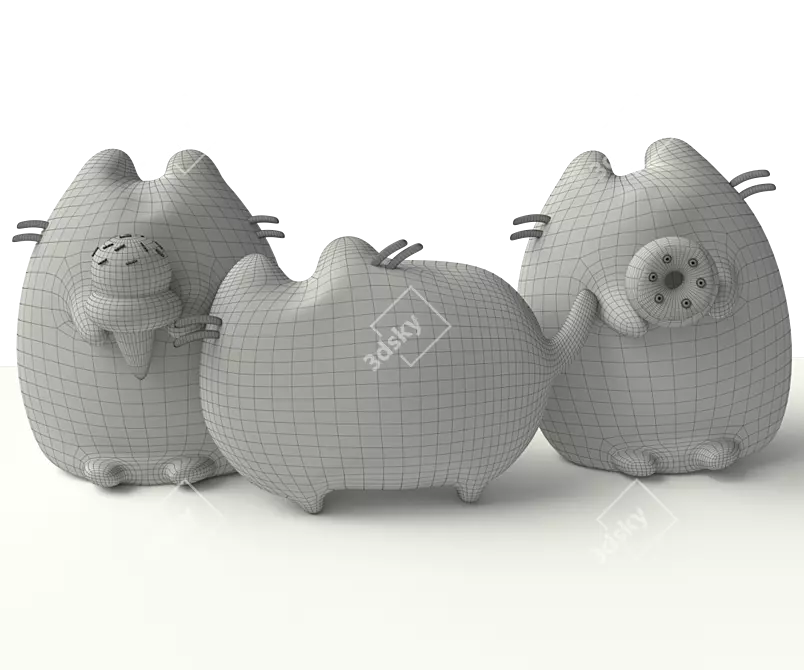 Adorable Cat Pillows - Set of 3 3D model image 1