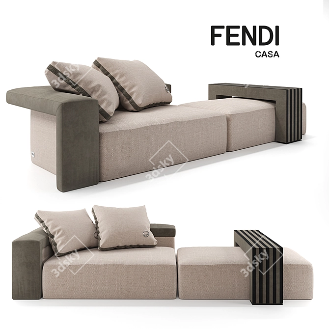 Luxurious Fendi Bogart Sectional 3D model image 5