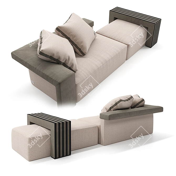 Luxurious Fendi Bogart Sectional 3D model image 1