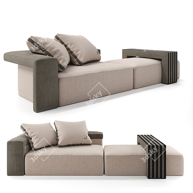 Luxurious Fendi Bogart Sectional 3D model image 4