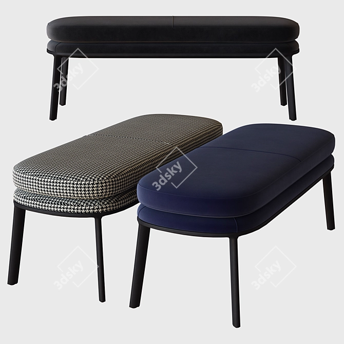 Sleek Caratos Bench: Modern Design 3D model image 2