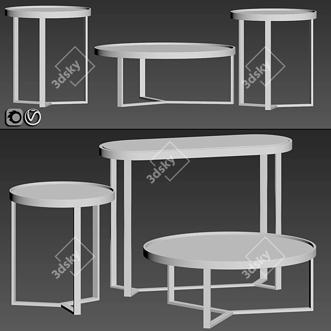 Modern Aula Console Table Set 3D model image 2