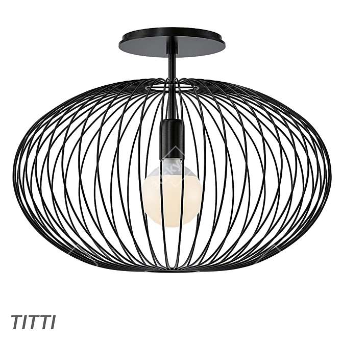 Elegant Metal Pendant Light 3D model image 1