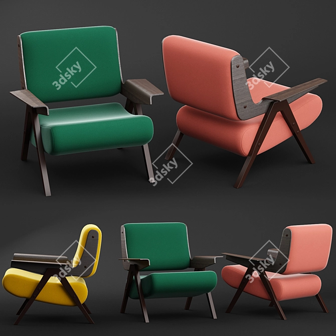 Modern Lina Armchair: Stylish & Comfortable 3D model image 2