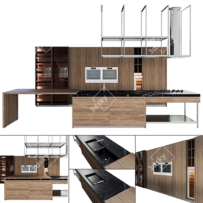 Sleek Kitchen 50: Vray and Corona Renders 3D model image 1