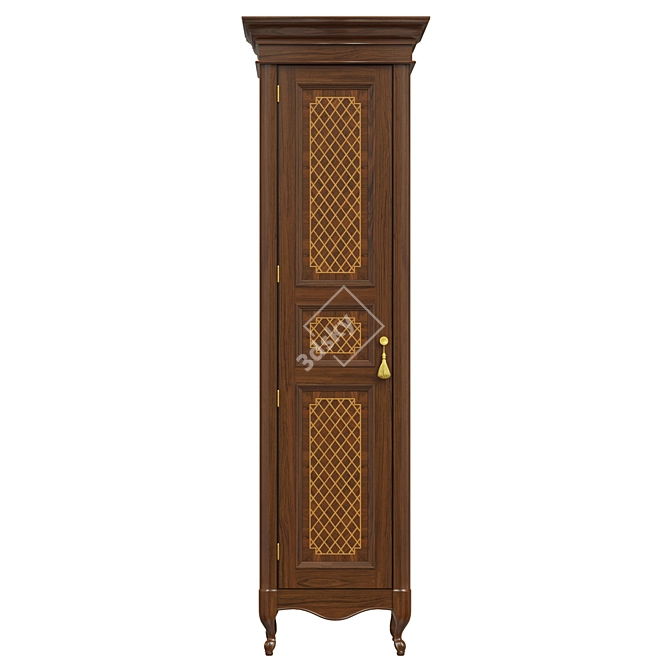 Classic Wooden Wardrobe 600mm 3D model image 1