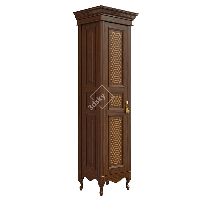 Classic Wooden Wardrobe 600mm 3D model image 2