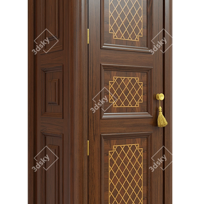 Classic Wooden Wardrobe 600mm 3D model image 3