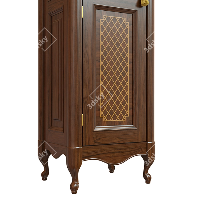 Classic Wooden Wardrobe 600mm 3D model image 4