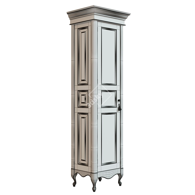 Classic Wooden Wardrobe 600mm 3D model image 5