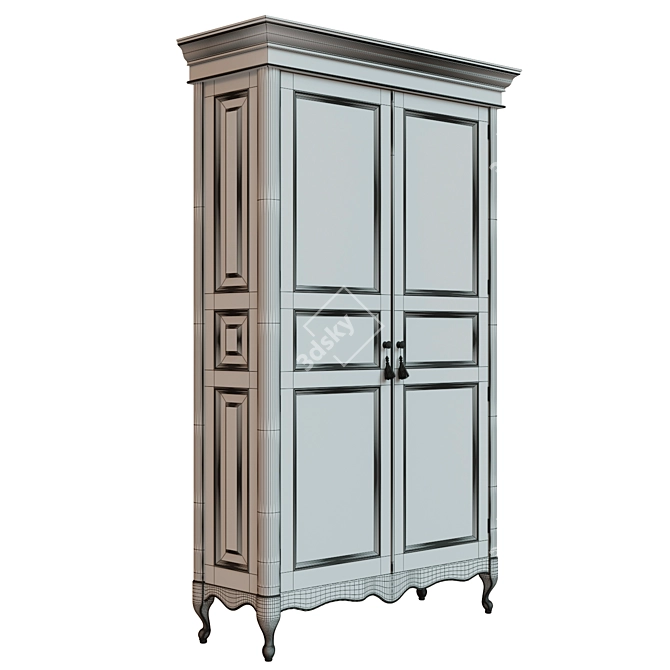 Elegant Oak Wood Wardrobe 3D model image 5