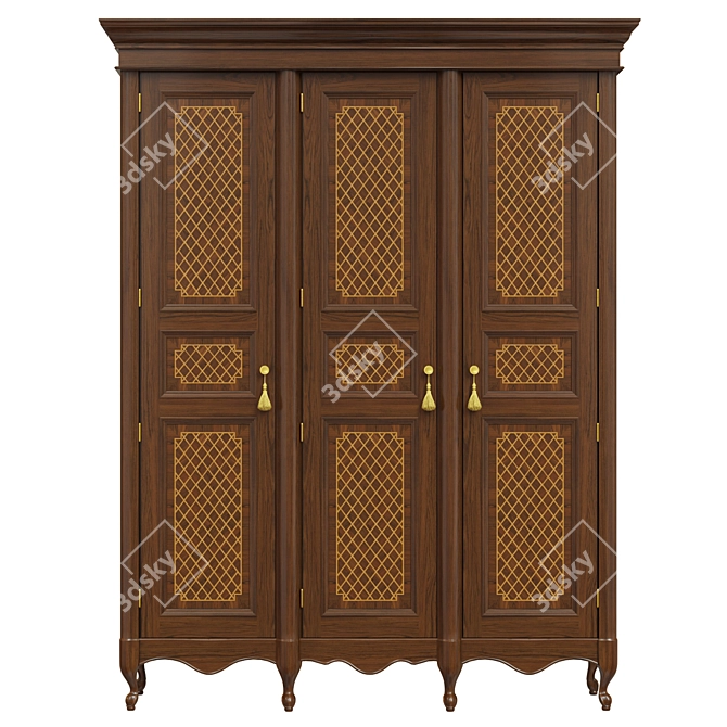 Vintage Wood Wardrobe 3D model image 1