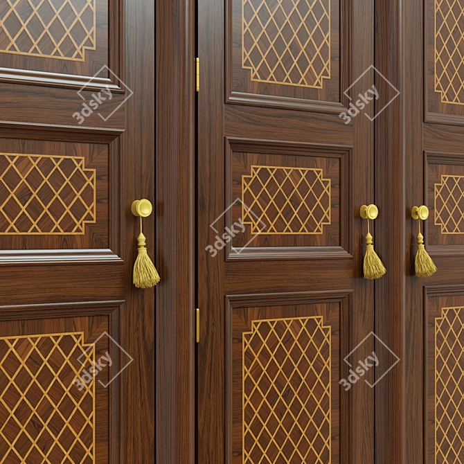 Vintage Wood Wardrobe 3D model image 3