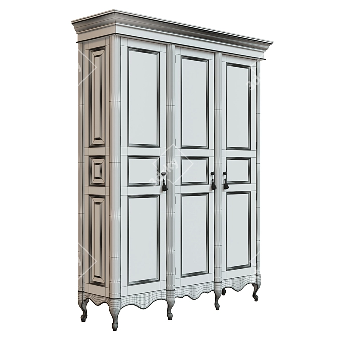 Vintage Wood Wardrobe 3D model image 5