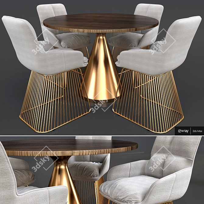 Marla Armchair with Table - Stylish and Functional 3D model image 1