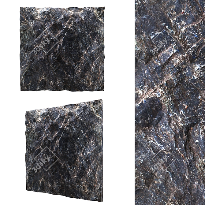 High-Res Stone Wall Panel 3D model image 2