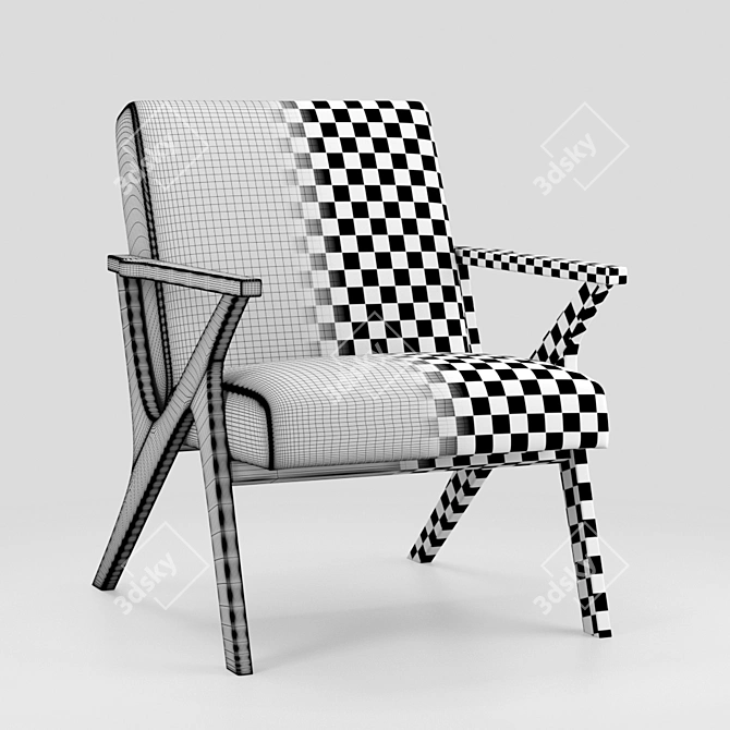 Mid-Century Fabric Accent Chair 3D model image 4