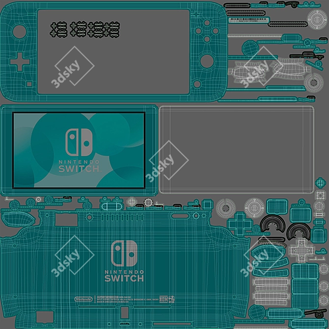 Nintendo Switch Lite - Turquoise: Portable Gaming Console 3D model image 4