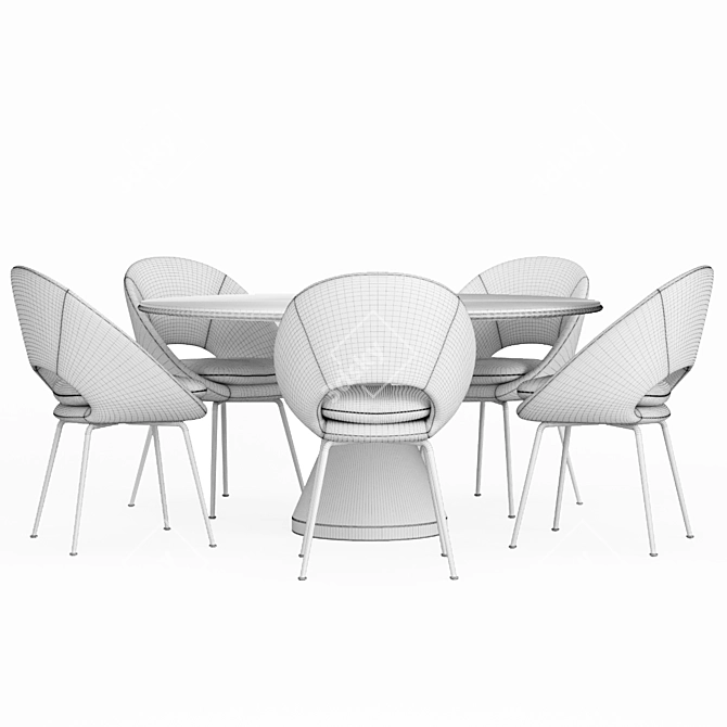 Elegant Dining Table Set 3D model image 4