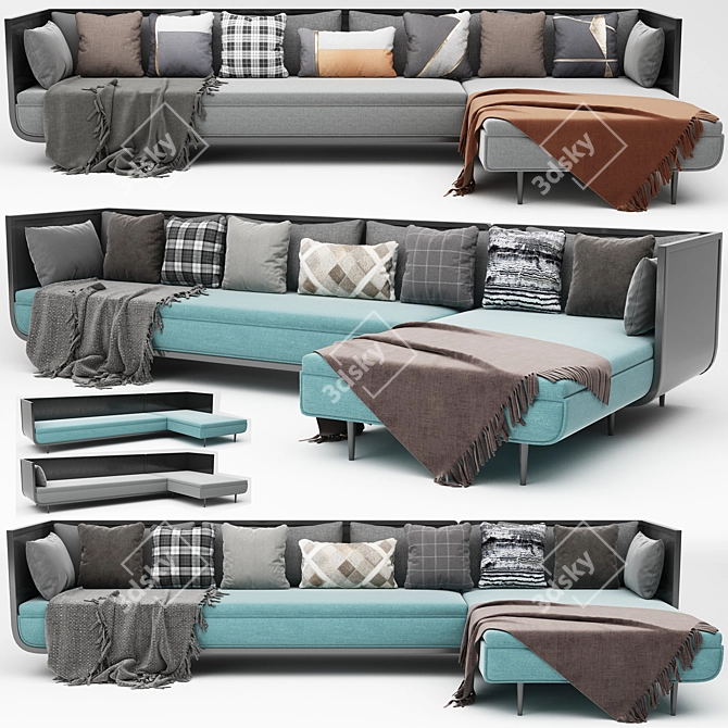 Elegant Corner Sofa Set 3D model image 1