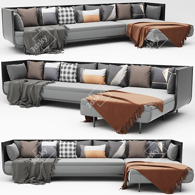 Elegant Corner Sofa Set 3D model image 2