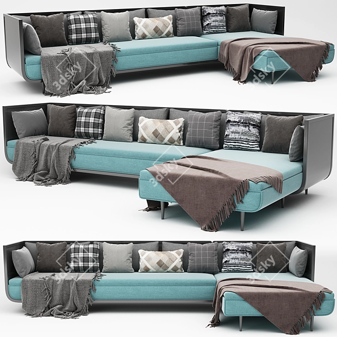 Elegant Corner Sofa Set 3D model image 3