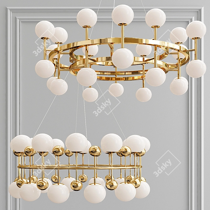 Glamorous Milk Bubble Ring Chandelier 3D model image 1