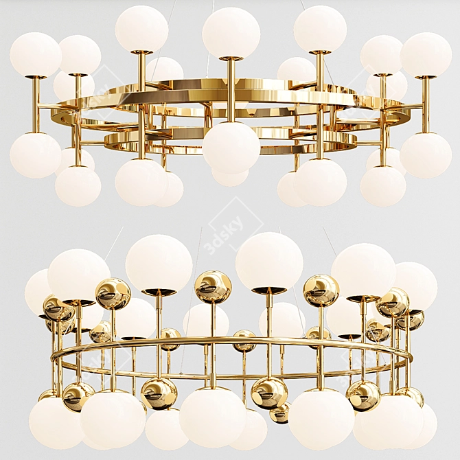 Glamorous Milk Bubble Ring Chandelier 3D model image 2