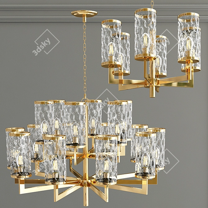 Sleek Post-Modern Chandelier 3D model image 1