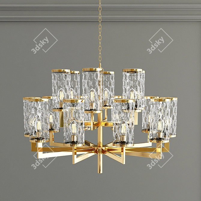 Sleek Post-Modern Chandelier 3D model image 2