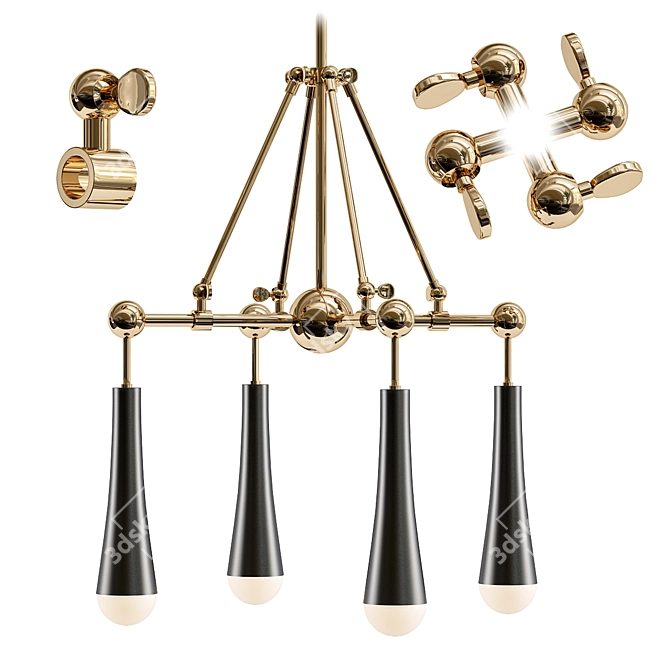 Tupelo 4 Light Chandelier 3D model image 1