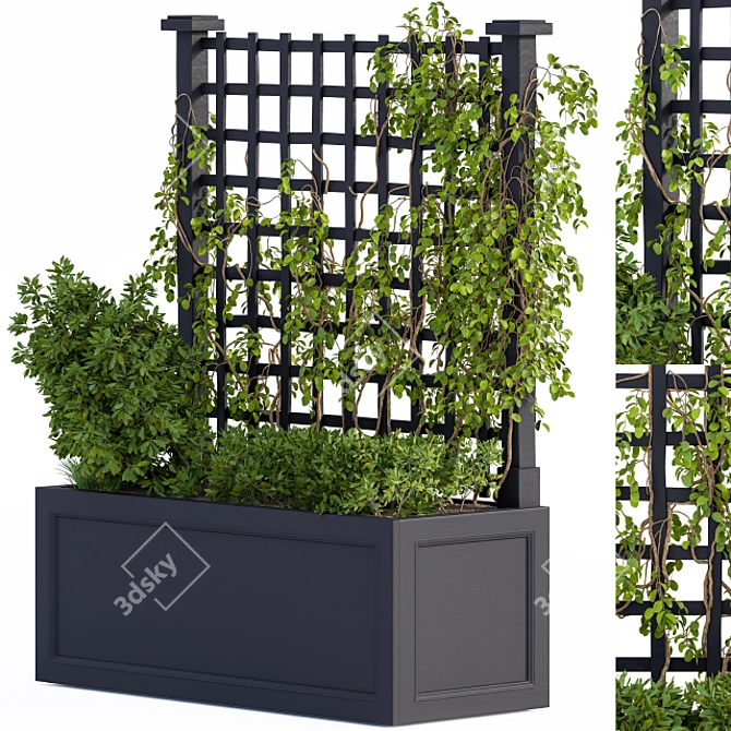 Black Outdoor Plant Box: Stylish & Durable 3D model image 1