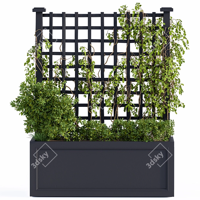 Black Outdoor Plant Box: Stylish & Durable 3D model image 2