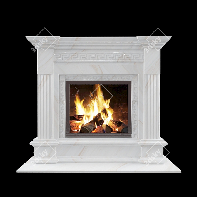 Elegant Marble Fireplace Portal 3D model image 3