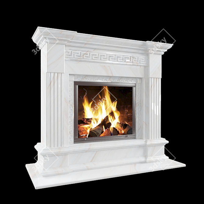 Elegant Marble Fireplace Portal 3D model image 4