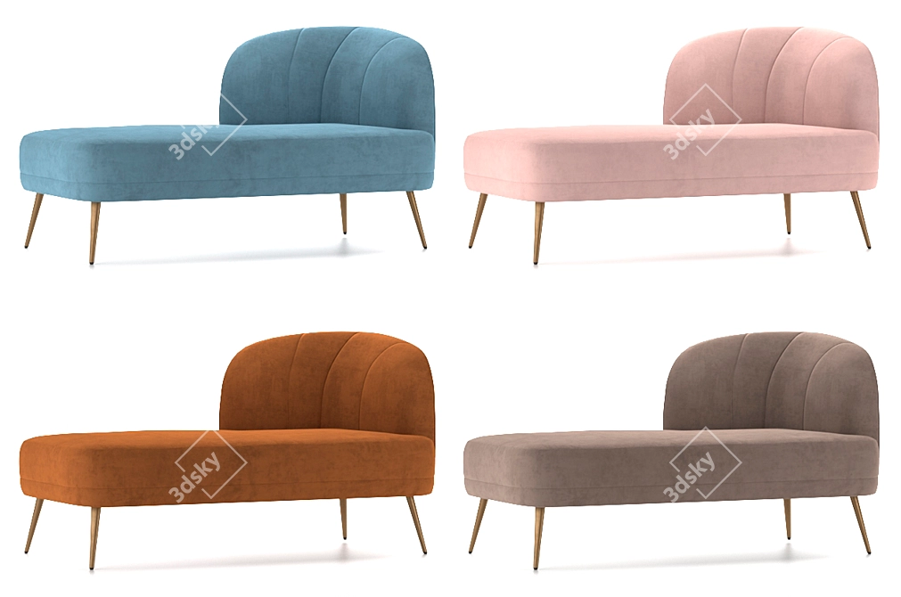 Contemporary Upholstered Daybed 3D model image 2